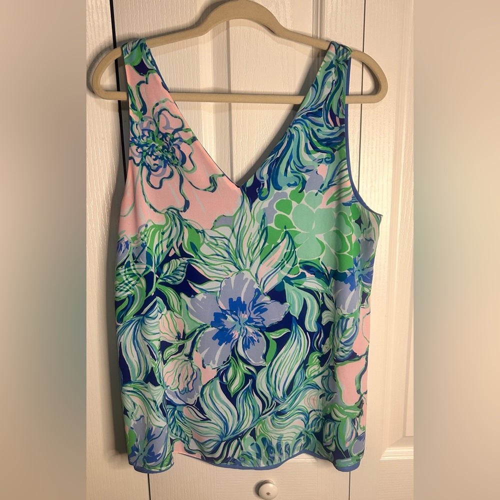Lilly Pulitzer Florin‎ Reversible Top Women's Size XL Multicolor Floral Tropical